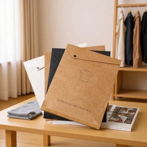Custom Kraft Paper Envelope Bags for Clothing Packaging | Premium Apparel & Underwear Packaging Bags