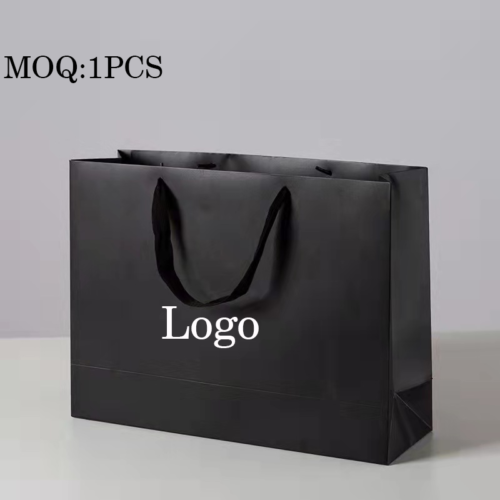 Custom Kraft Paper Shopping Bag with Printed Logo and Luxury Handles for Clothing, Gifts & Candles
