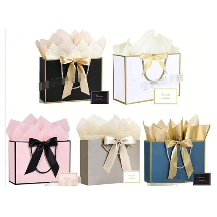 Custom Ribbon Gift Paper Bags | Luxury Printed Shopping Bags Manufacturer