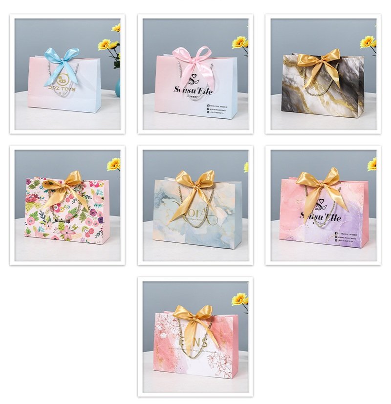 Custom Ribbon Gift Paper Bags | Luxury Printed Shopping Bags Manufacturer