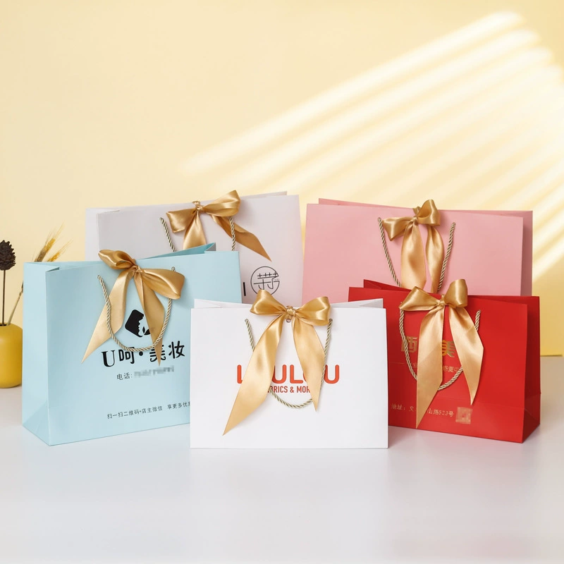 Custom Ribbon Gift Paper Bags | Luxury Printed Shopping Bags Manufacturer