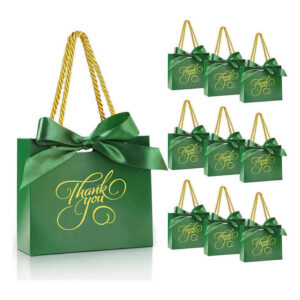 Custom Luxury Ribbon Gift Paper Bags with Handles | Premium Shopping Bags with Logo Printing